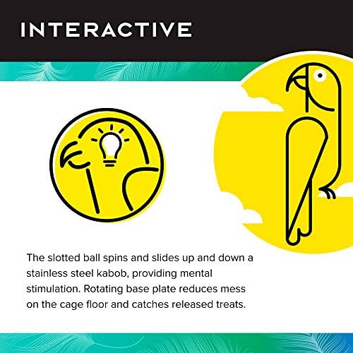 גן העדן של Featherland | כדור מזנון תלוי | צעצוע ציפורים אינטראקטיבי וטיפול במתקן | מערכות חיפוש יצירתיות | אידיאלי לציפורים בינוניות